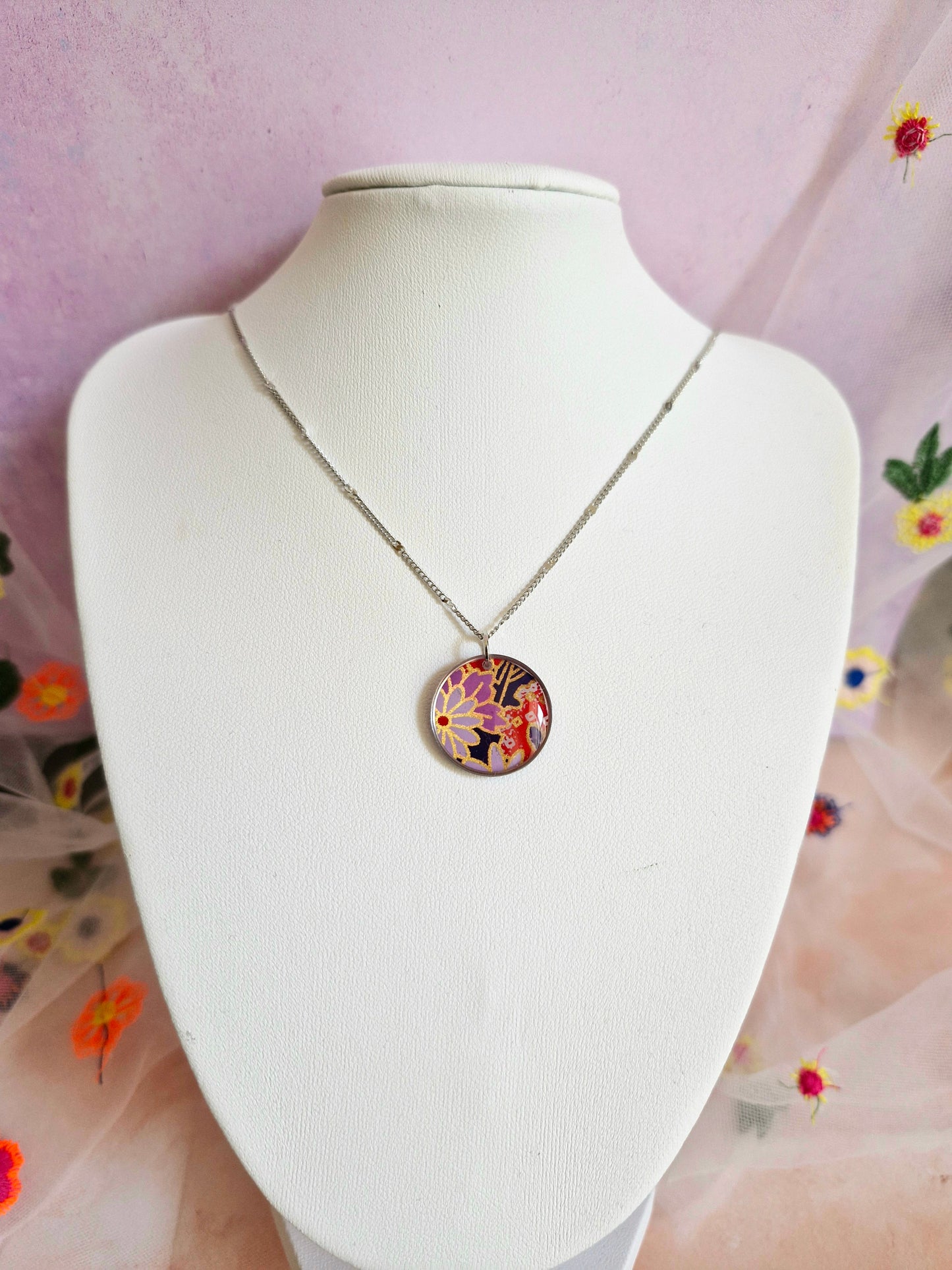 Round Japanese Stationary Paper Necklace
