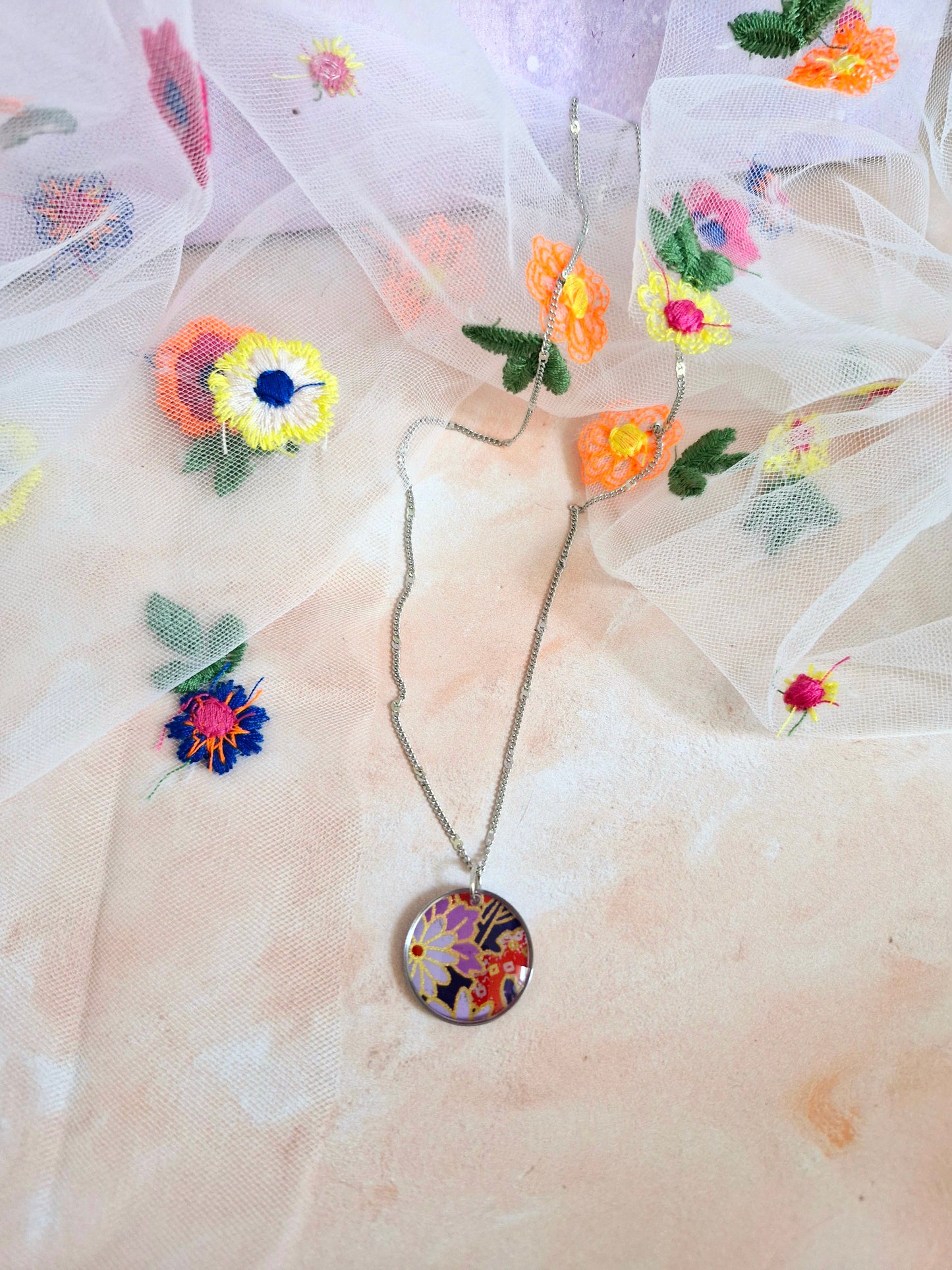 Round Japanese Stationary Paper Necklace