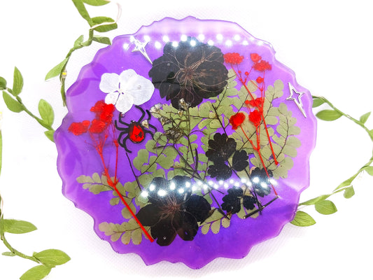 Real flower Resin Gothic Coaster